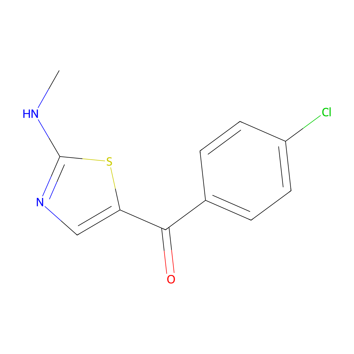 (4-Chlorophenyl)[2-(methylamino)-1,3-thiazol-5-yl]methanone molecular structure, CAS 299175-15-8