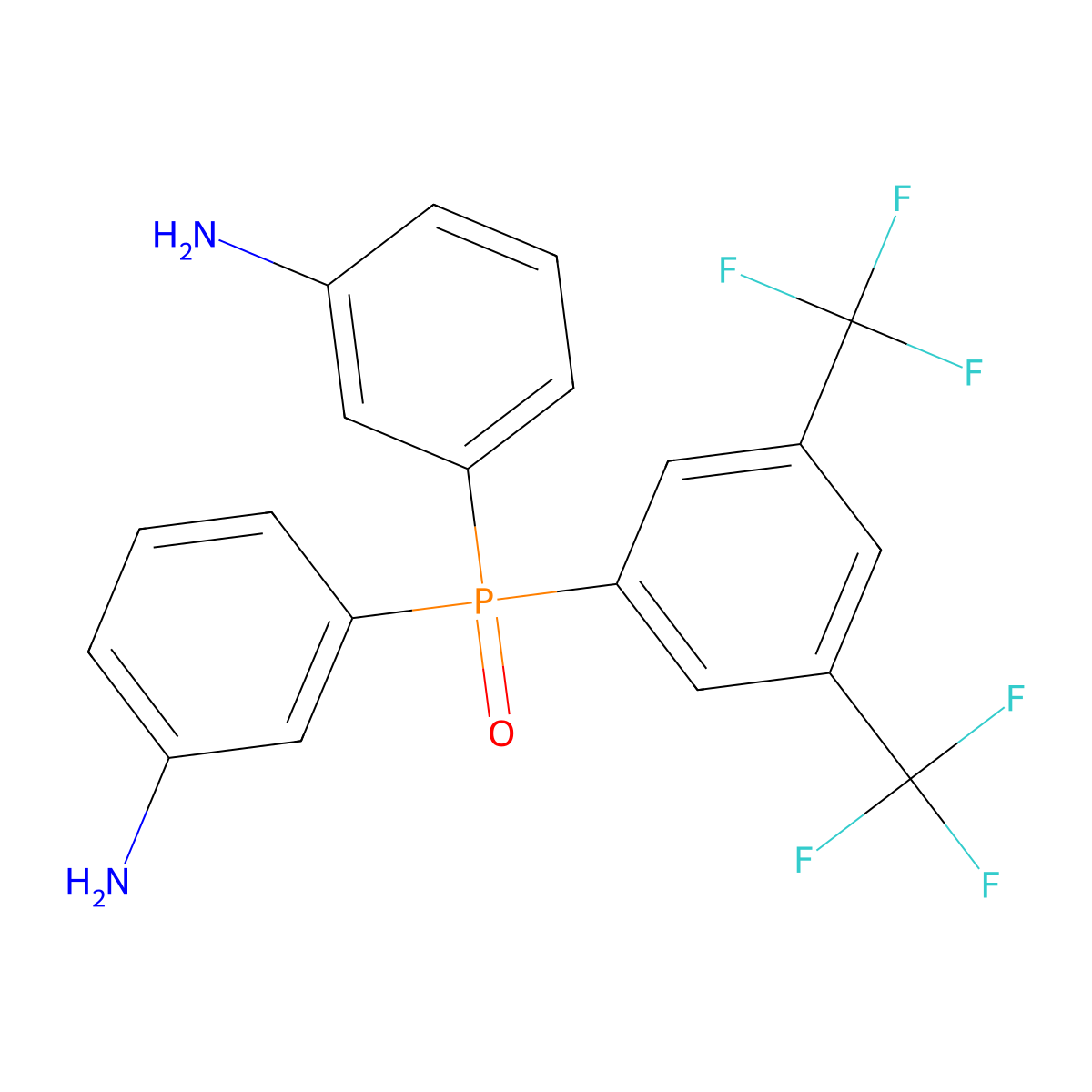 Bis(3-aminophenyl) 3,5-di(trifluoromethyl)phenylphosphine oxide molecular structure, CAS 299176-31-1