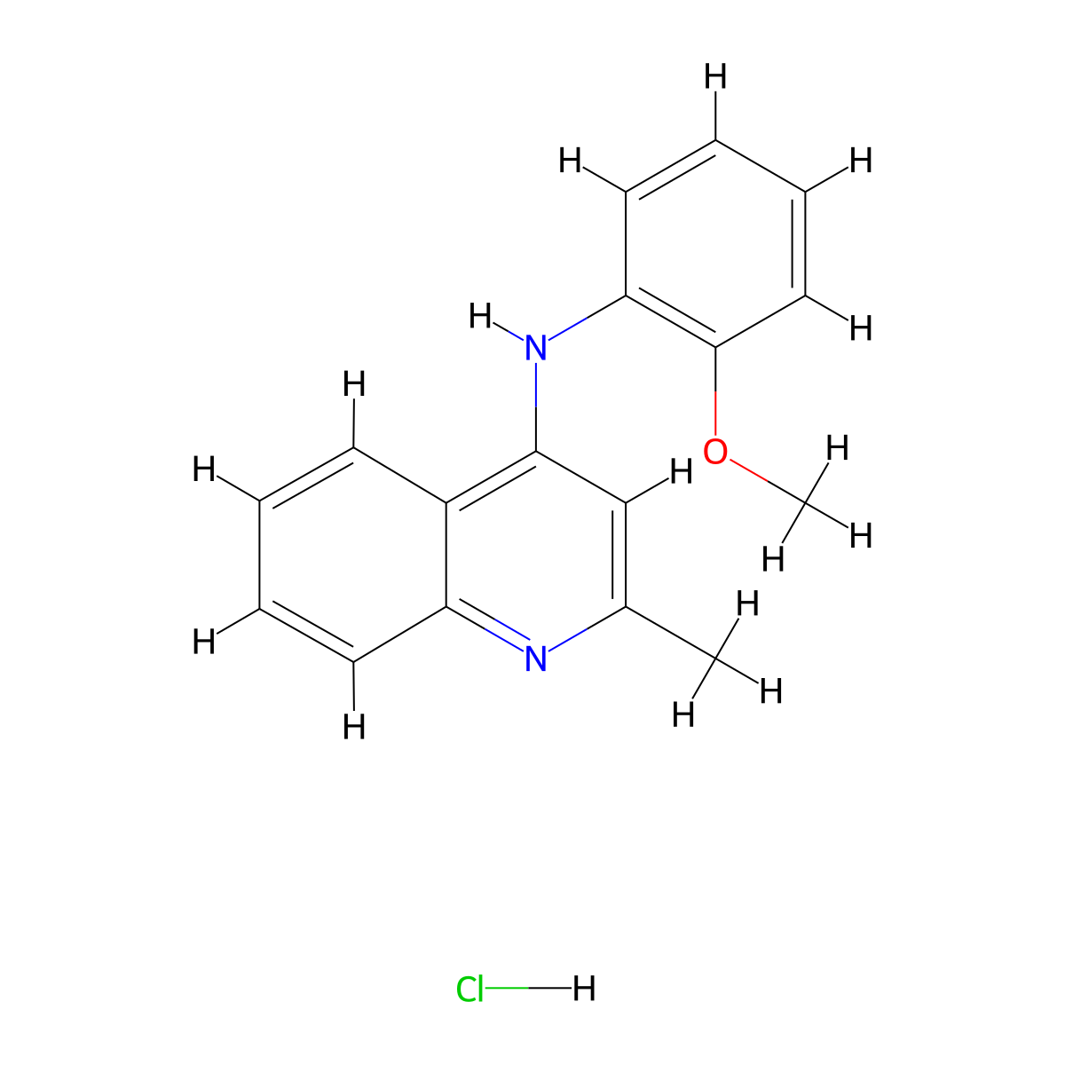 N-(2-methoxyphenyl)-2-methylquinolin-4-amine hydrochloride molecular structure, CAS 299178-50-0