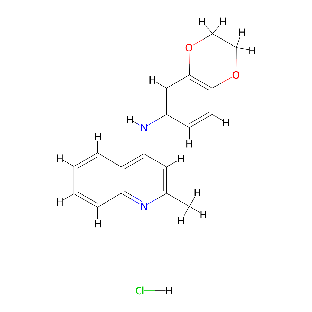 (2,3-Dihydro-benzo[1,4]dioxin-6-yl)-(2-methyl-quinolin-4-yl)-amine molecular structure, CAS 299178-51-1