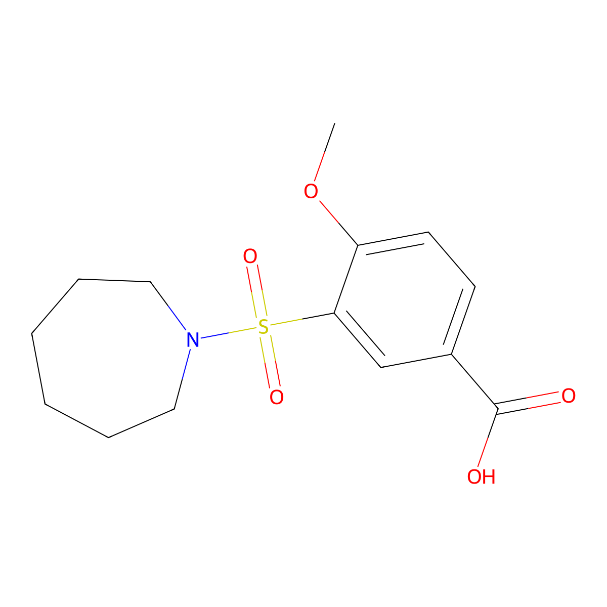 3-(Azepane-1-sulfonyl)-4-methoxybenzoic acid molecular structure, CAS 299181-35-4