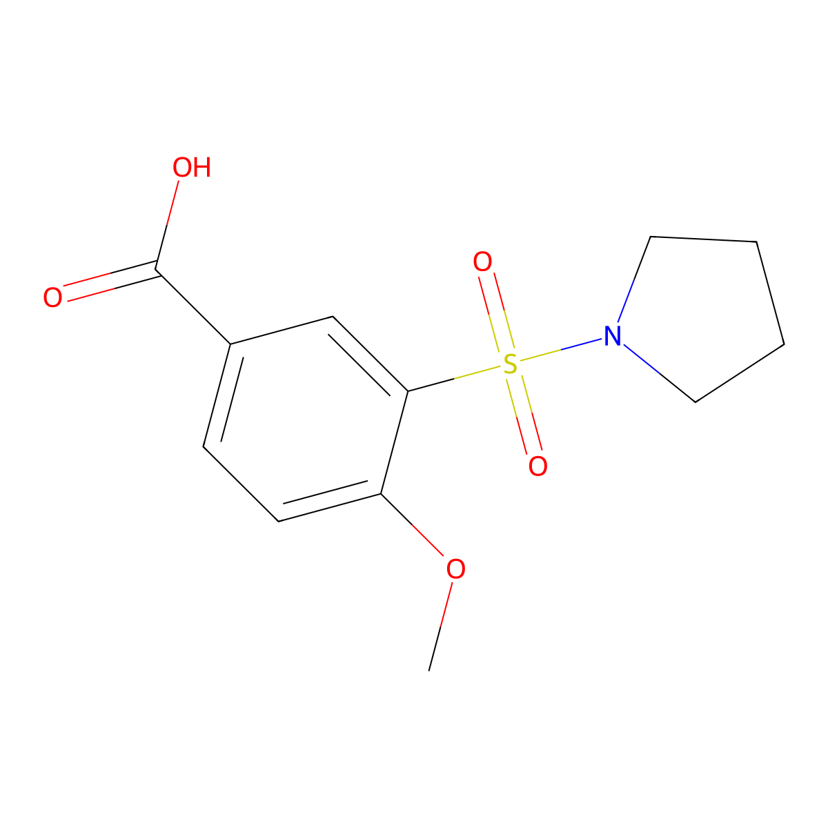 4-Methoxy-3-(pyrrolidine-1-sulfonyl)benzoic acid molecular structure, CAS 299181-37-6