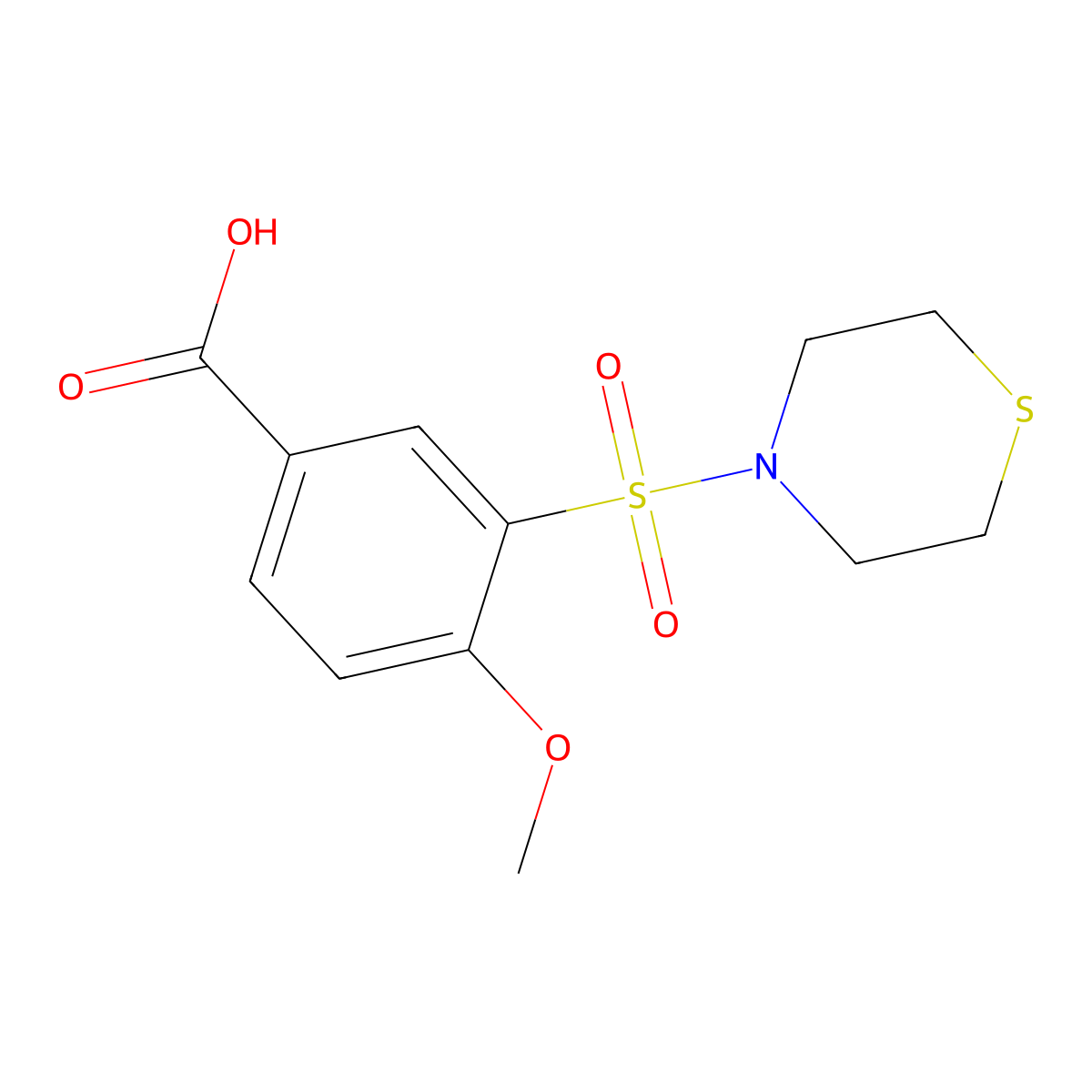 4-Methoxy-3-(4-thiomorpholinylsulfonyl)benzoic acid molecular structure, CAS 299181-39-8