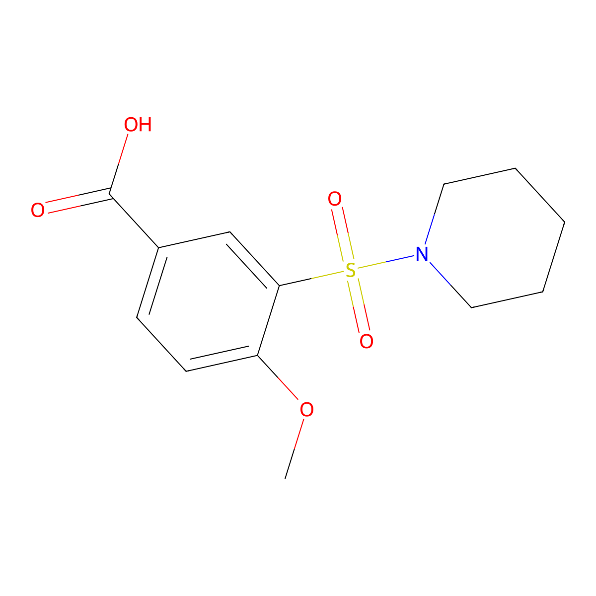 4-Methoxy-3-(piperidin-1-ylsulfonyl)benzoic acid molecular structure, CAS 299181-45-6