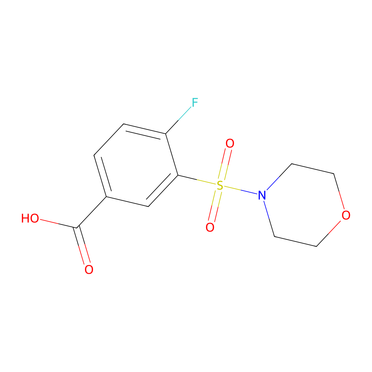 4-Fluoro-3-(morpholine-4-sulfonyl)benzoic acid molecular structure, CAS 299181-56-9