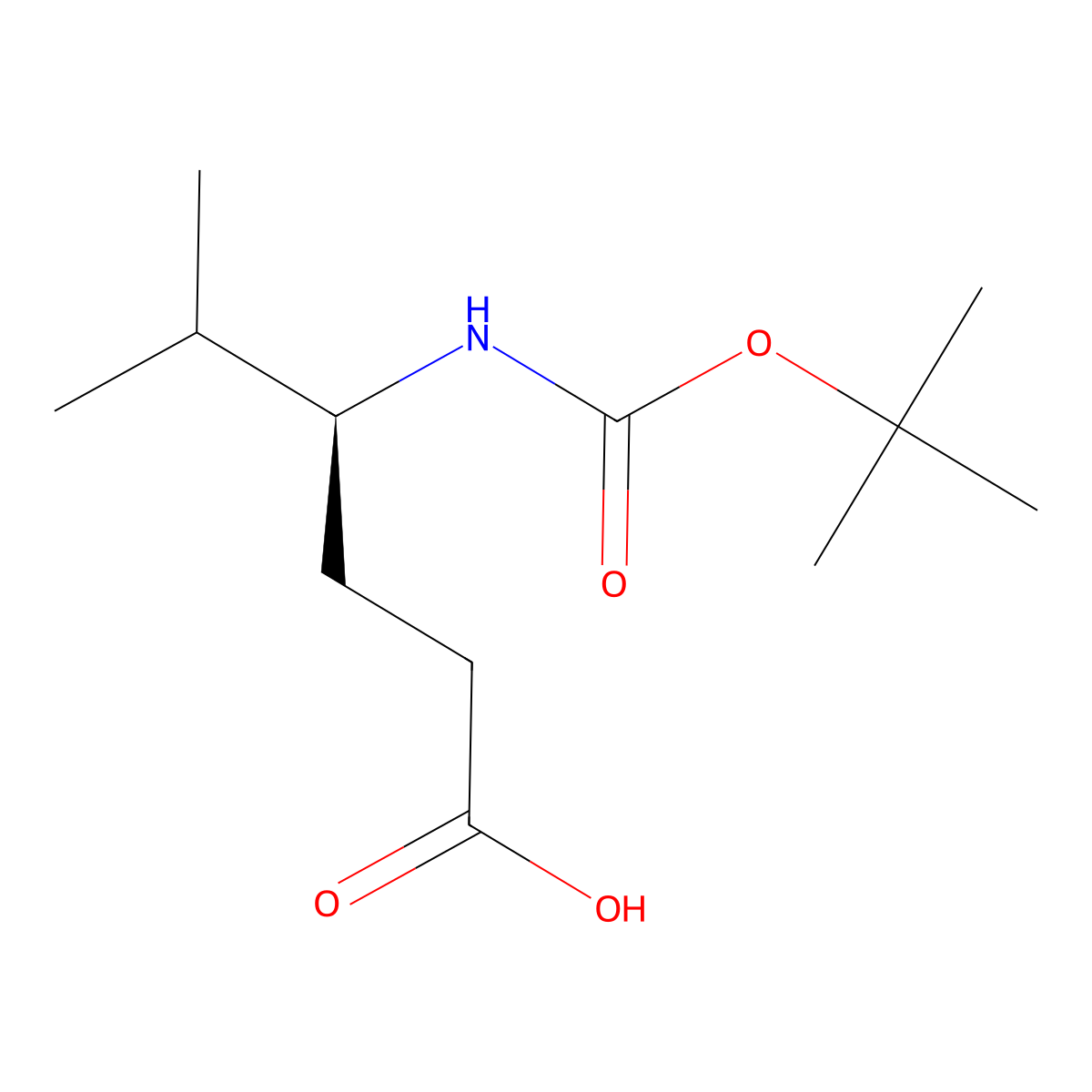 (4S)-4-{[(tert-butoxy)carbonyl]amino}-5-methylhexanoic acid molecular structure, CAS 299182-10-8