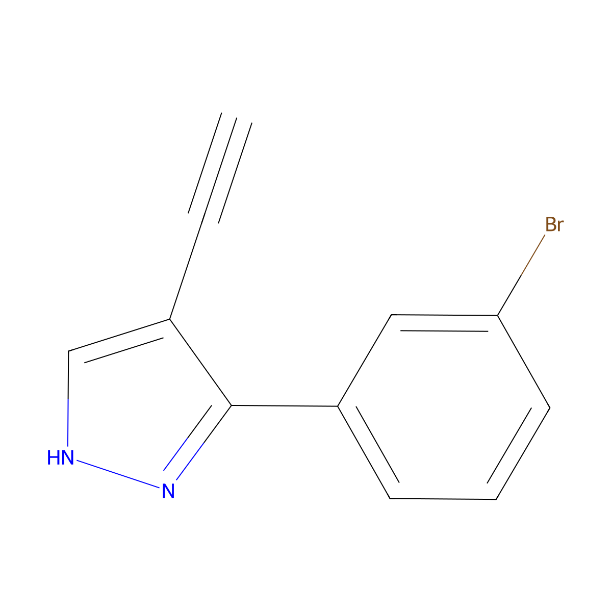 3-(3-bromophenyl)-4-ethynyl-1H-pyrazole molecular structure, CAS 2991912-17-3