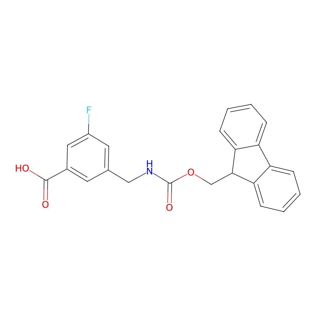 3-[({[(9H-fluoren-9-yl)methoxy]carbonyl}amino)methyl]-5-fluorobenzoic acid molecular structure, CAS 2991923-29-4