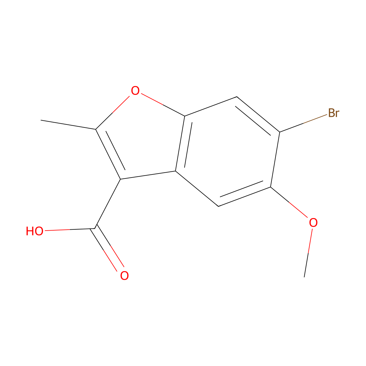 6-Bromo-5-methoxy-2-methyl-1-benzofuran-3-carboxylic acid molecular structure, CAS 299198-69-9