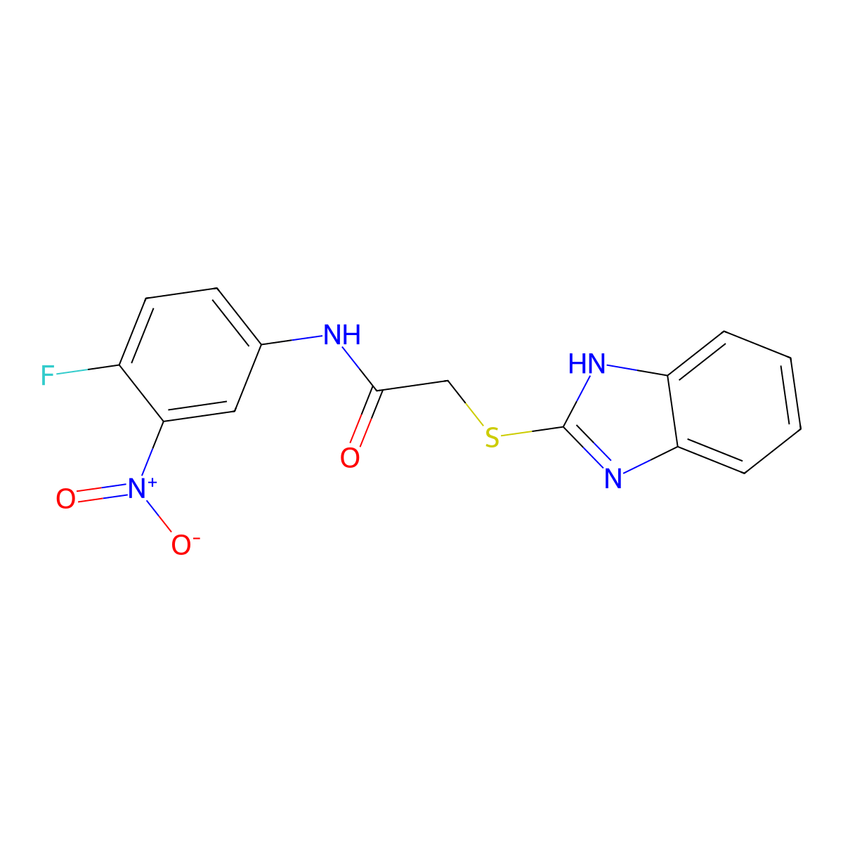 2-(1H-benzimidazol-2-ylthio)-N-(4-fluoro-3-nitrophenyl)acetamide molecular structure, CAS 299198-79-1