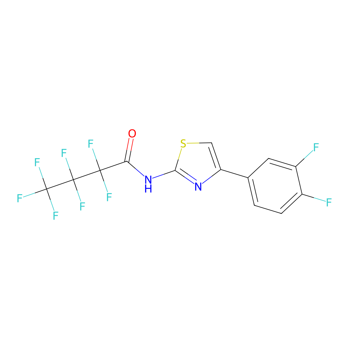 N-[4-(3,4-difluorophenyl)-1,3-thiazol-2-yl]-2,2,3,3,4,4,4-heptafluorobutanamide molecular structure, CAS 299198-90-6