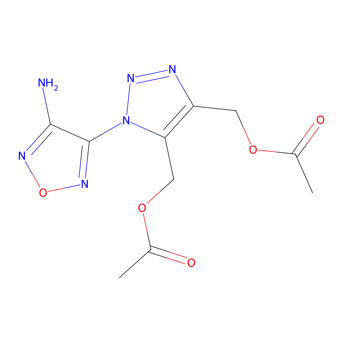 [5-(Acetyloxymethyl)-1-(4-amino-1,2,5-oxadiazol-3-yl)triazol-4-yl]methyl acetate molecular structure, CAS 299199-05-6