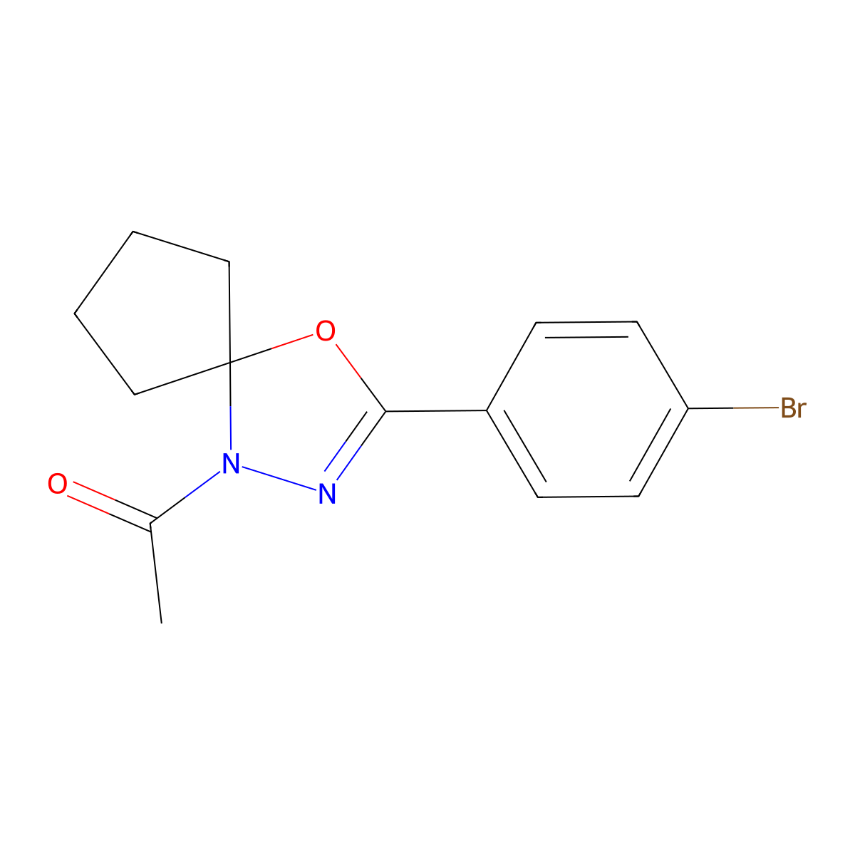 1-[3-(4-Bromophenyl)-4-oxa-1,2-diazaspiro[4.4]non-2-en-1-yl]ethanone molecular structure, CAS 299199-73-8
