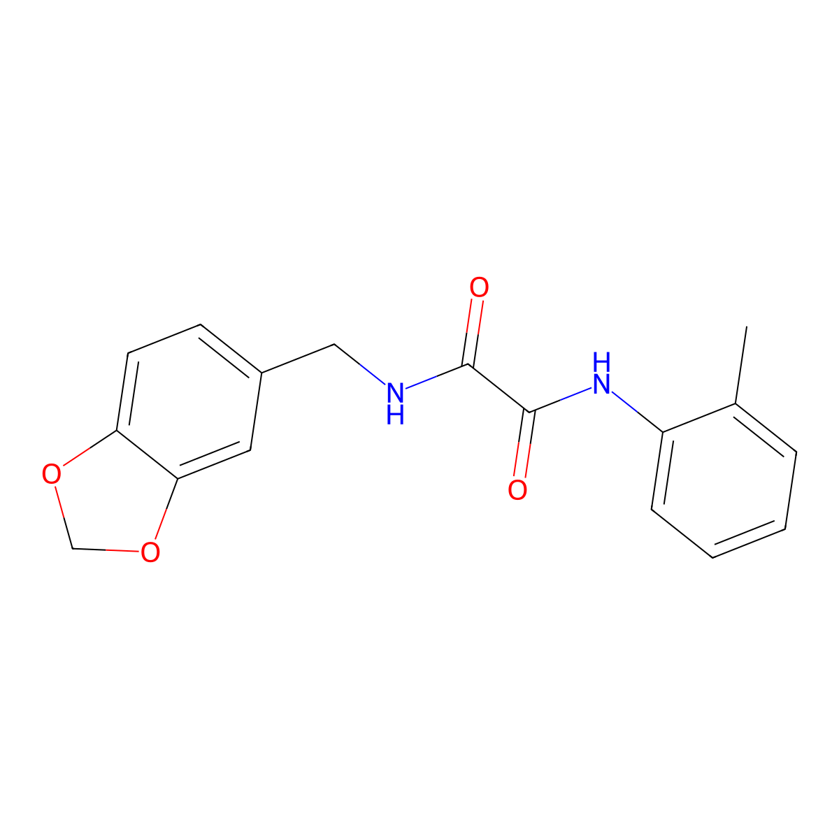 N-(1,3-benzodioxol-5-ylmethyl)-N'-(2-methylphenyl)oxamide molecular structure, CAS 299199-78-3