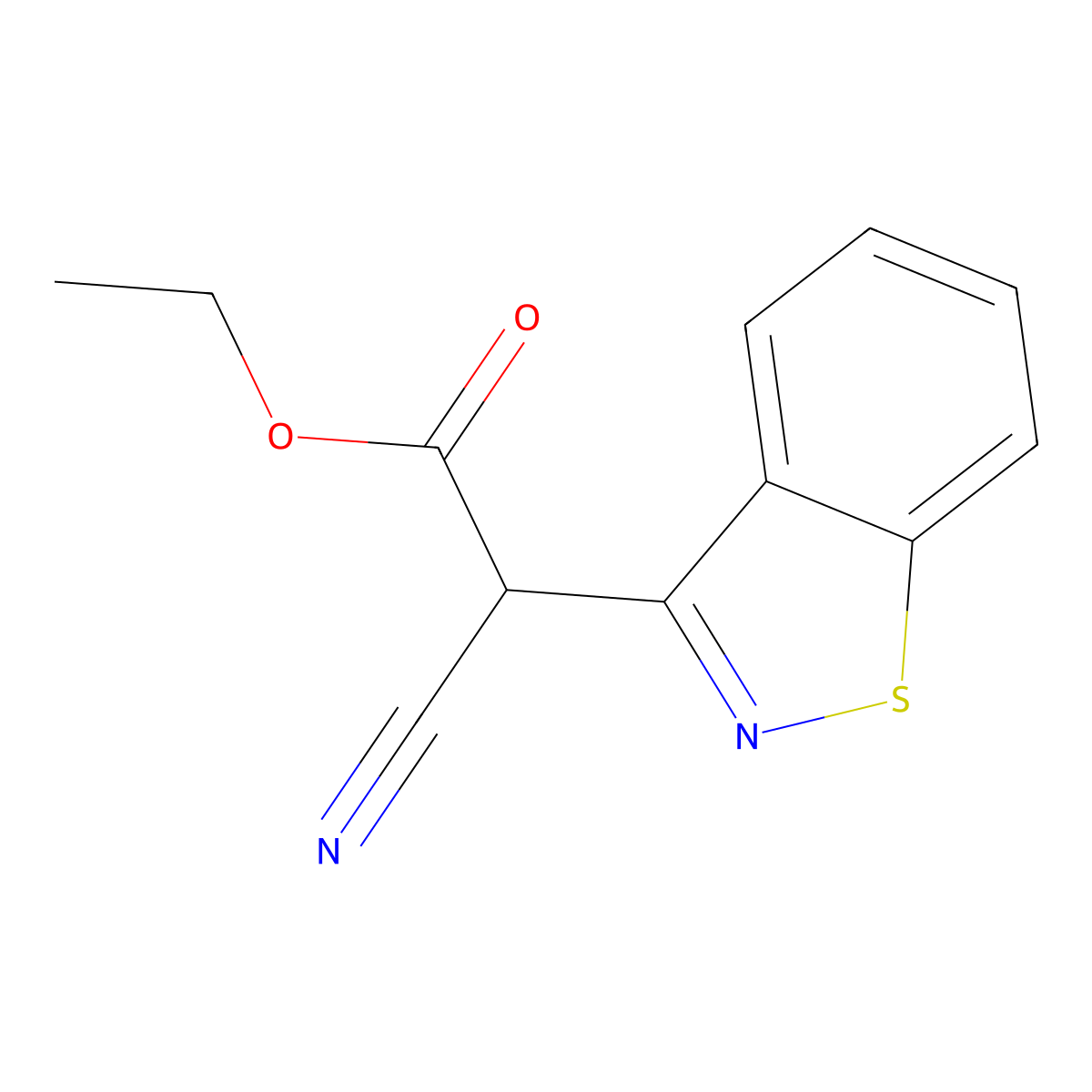 Ethyl 1,2-benzisothiazol-3-yl(cyano)acetate molecular structure, CAS 29920-13-6