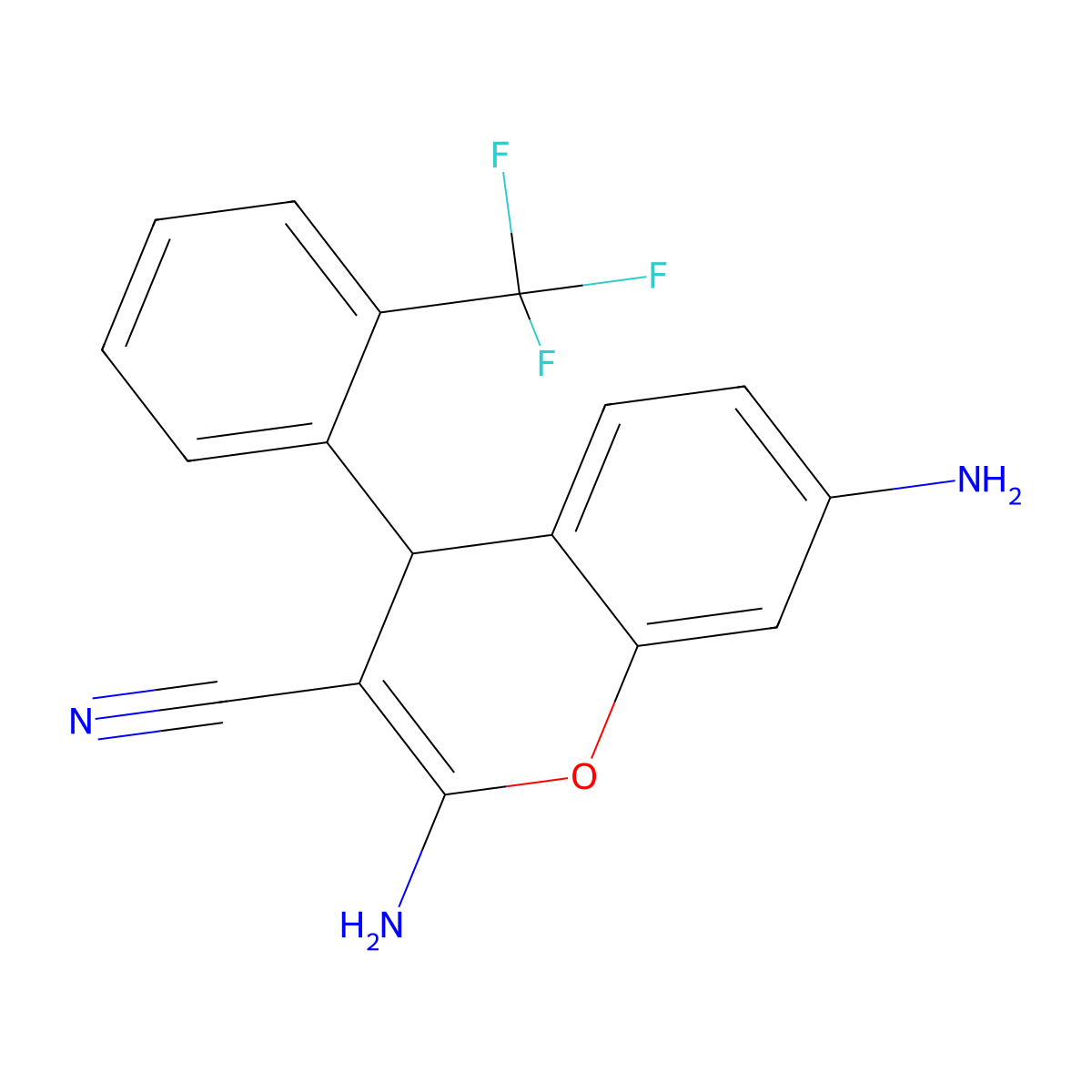 2,7-diamino-4-[2-(trifluoromethyl)phenyl]-4H-chromene-3-carbonitrile molecular structure, CAS 299200-75-2