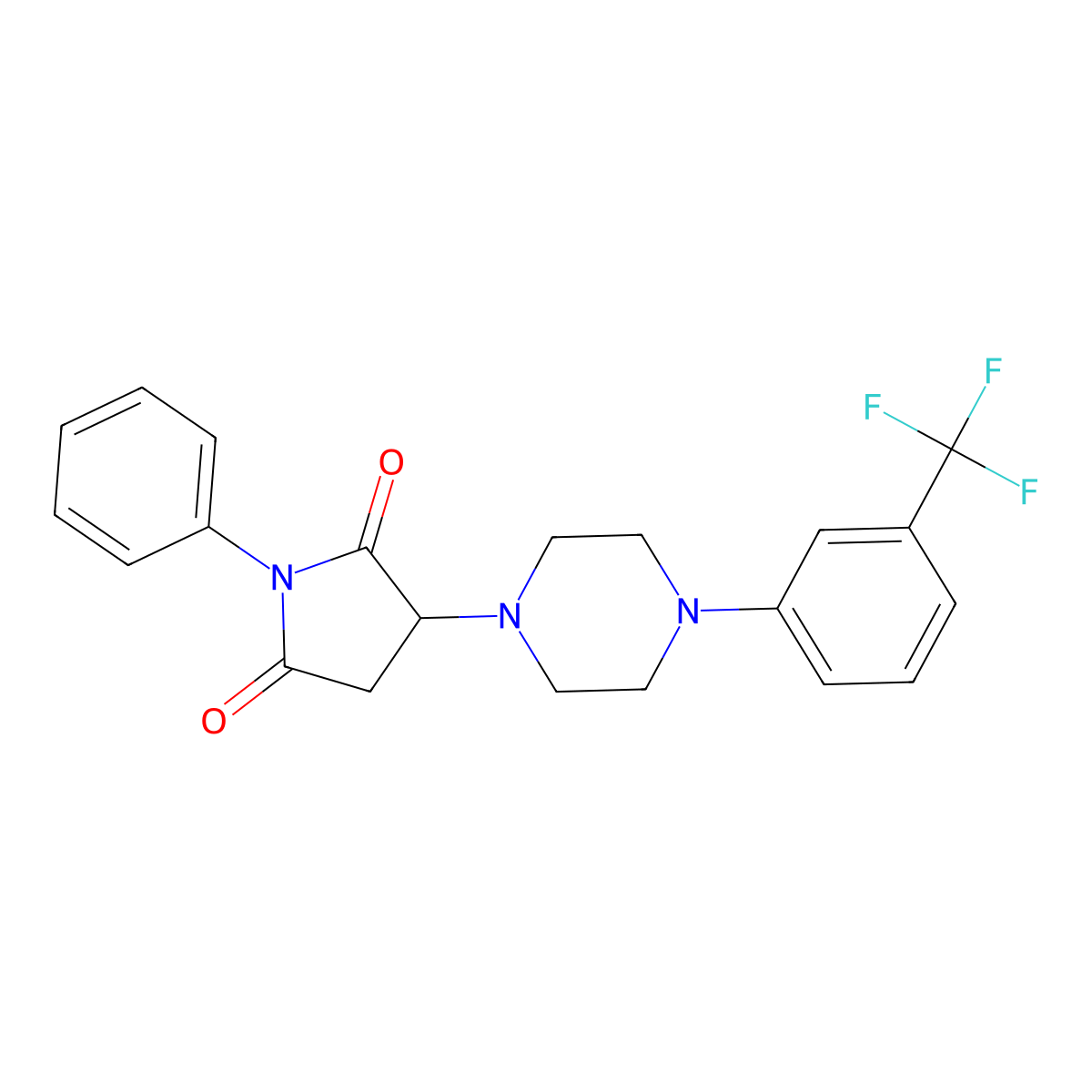 1-Phenyl-3-[4-[3-(trifluoromethyl)phenyl]piperazin-1-yl]pyrrolidine-2,5-dione molecular structure, CAS 299201-08-4