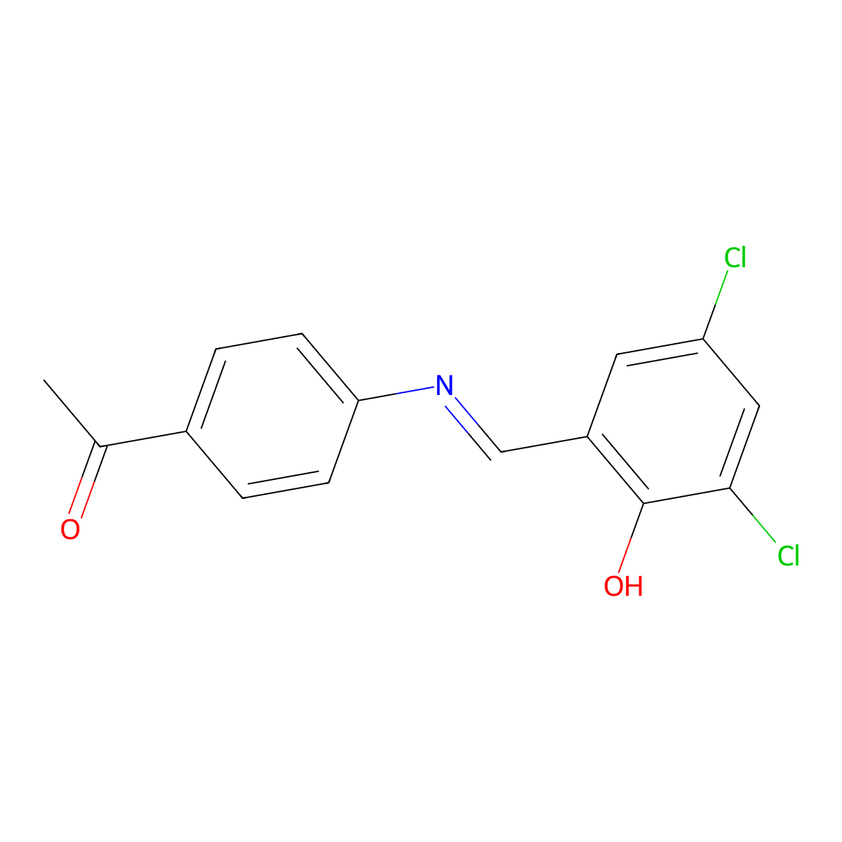 1-{4-[(3,5-Dichloro-2-hydroxybenzylidene)amino]phenyl}ethanone molecular structure, CAS 299201-28-8