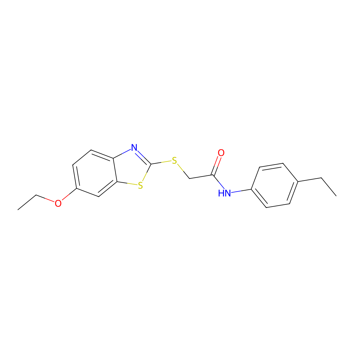 2-[(6-ethoxy-1,3-benzothiazol-2-yl)sulfanyl]-N-(4-ethylphenyl)acetamide molecular structure, CAS 299202-24-7
