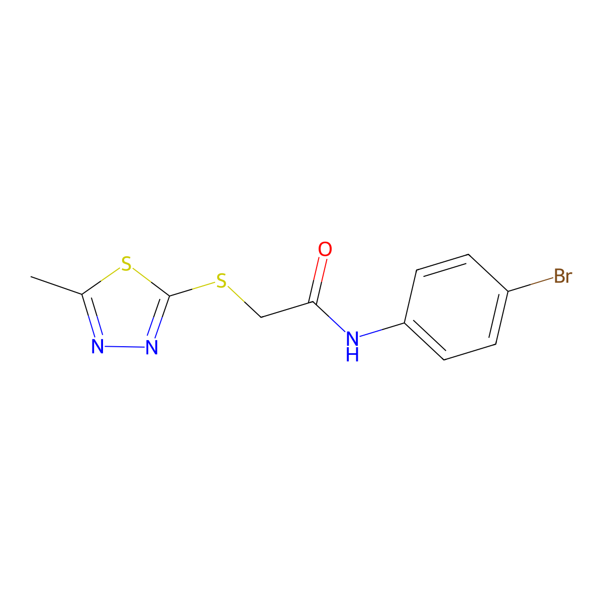 N-(4-bromophenyl)-2-[(5-methyl-1,3,4-thiadiazol-2-yl)sulfanyl]acetamide molecular structure, CAS 299202-44-1