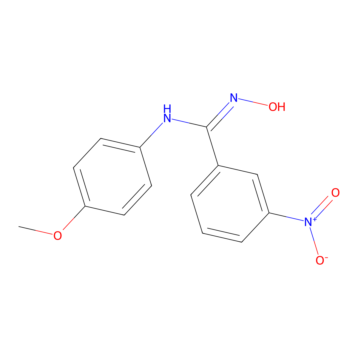 (Z)-N'-hydroxy-N-(4-methoxyphenyl)-3-nitrobenzene-1-carboximidamide molecular structure, CAS 299202-70-3