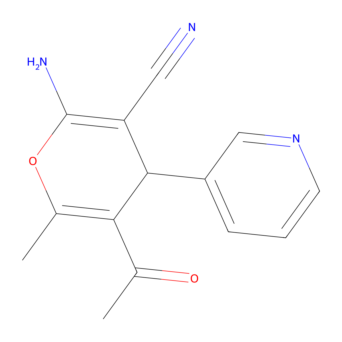 5-Acetyl-2-amino-6-methyl-4-(3-pyridinyl)-4H-pyran-3-carbonitrile molecular structure, CAS 299202-83-8