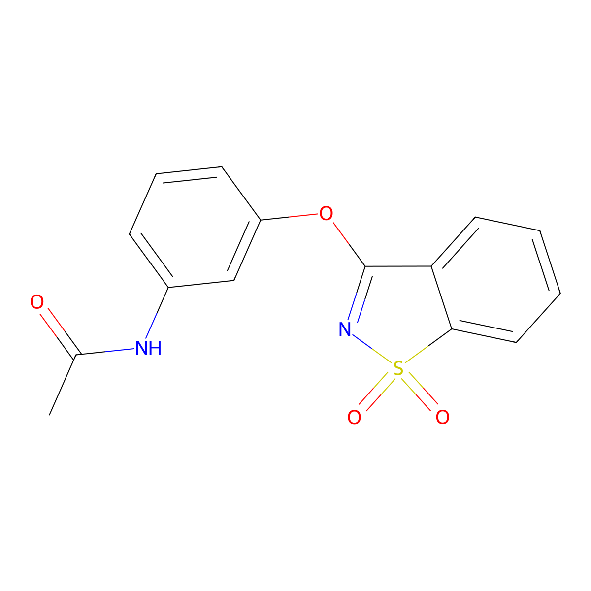 N-{3-[(1,1-dioxido-1,2-benzothiazol-3-yl)oxy]phenyl}acetamide molecular structure, CAS 299202-86-1