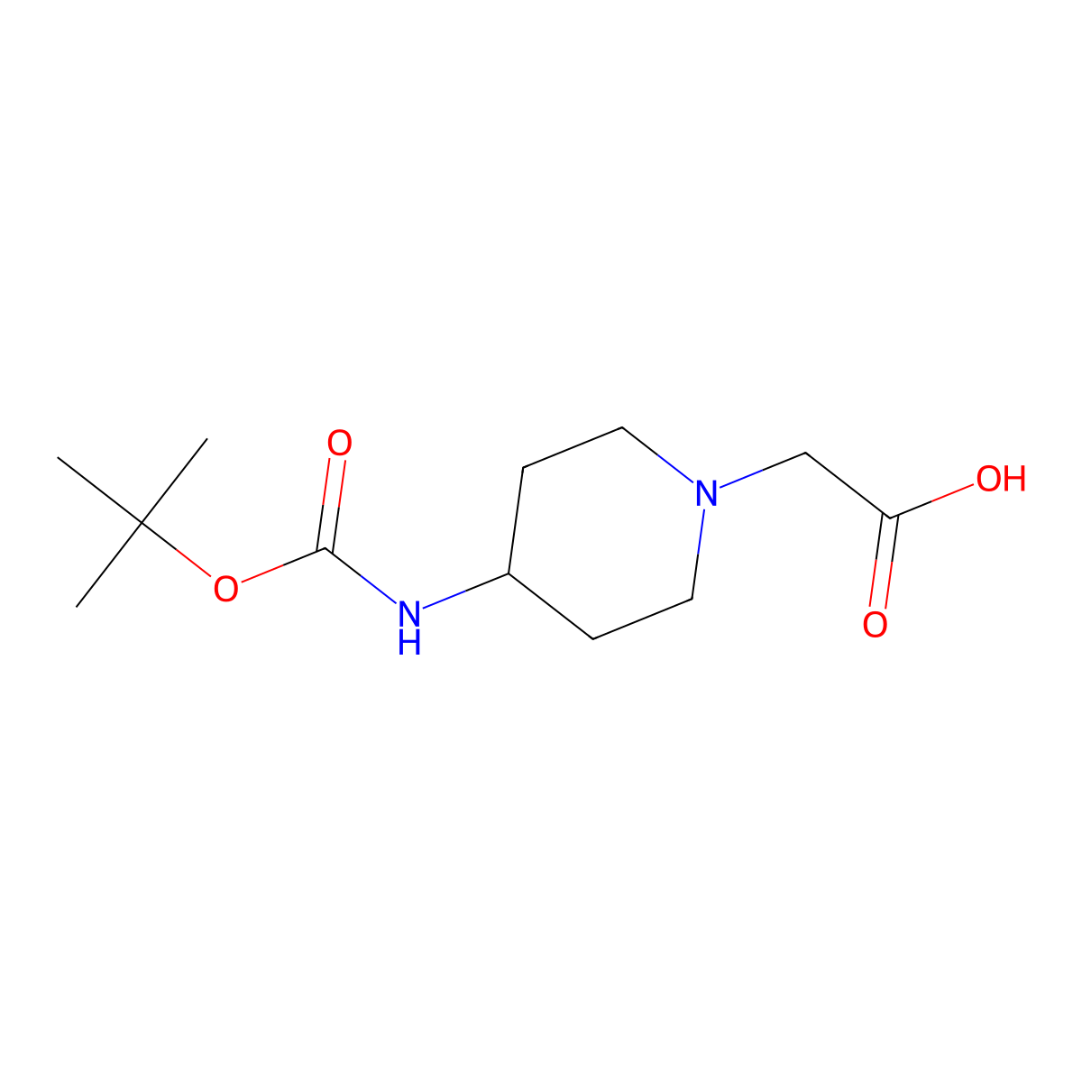 2-(4-{[(Tert-butoxy)carbonyl]amino}piperidin-1-yl)acetic acid molecular structure, CAS 299203-94-4