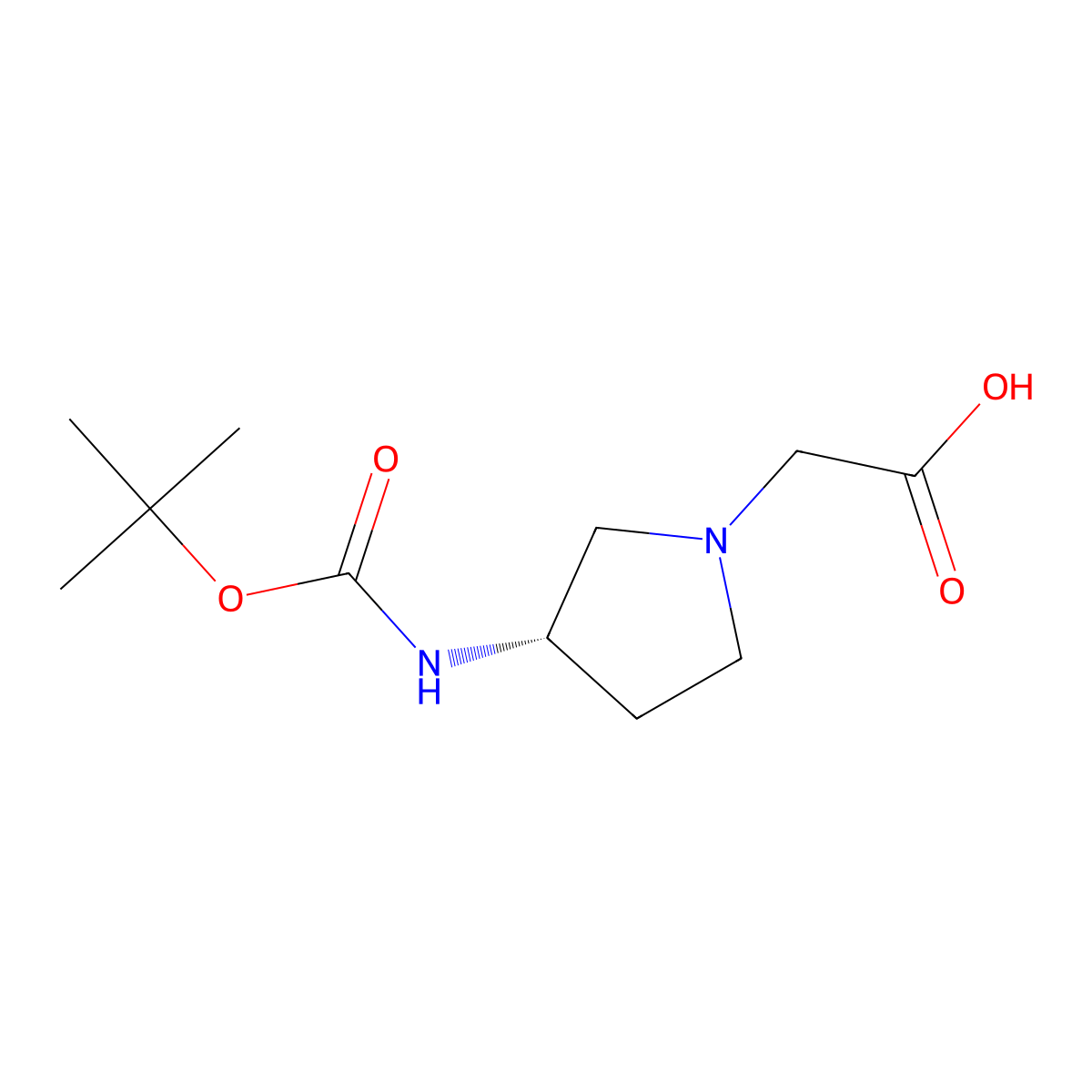 ((S)-3-tert-Butoxycarbonylamino-pyrrolidin-1-yl)-acetic acid molecular structure, CAS 299203-95-5