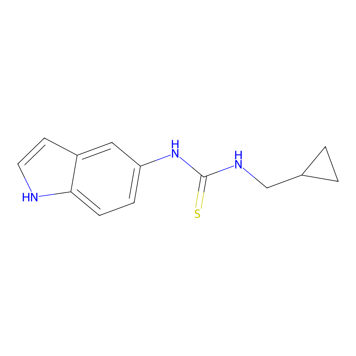 1-(cyclopropylmethyl)-3-(1H-indol-5-yl)thiourea molecular structure, CAS 299207-75-3