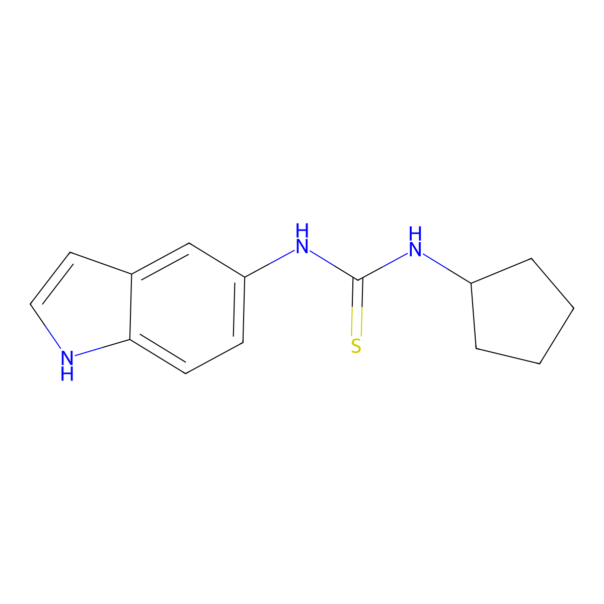 1-cyclopentyl-3-(1H-indol-5-yl)thiourea molecular structure, CAS 299207-82-2