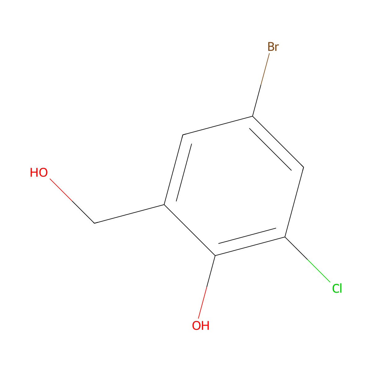 4-Bromo-2-chloro-6-(hydroxymethyl)phenol molecular structure, CAS 29922-43-8