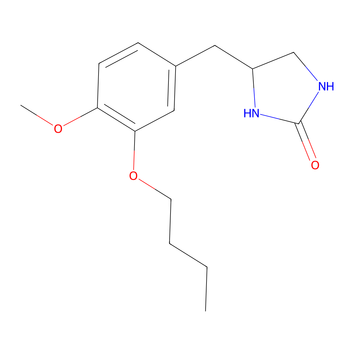 4-((3-Butoxy-4-methoxyphenyl)methyl)-2-imidazolidinone molecular structure, CAS 29925-17-5