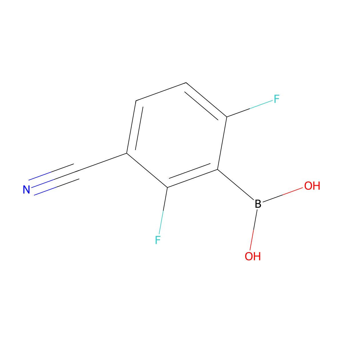 (3-Cyano-2,6-difluorophenyl)boronic acid molecular structure, CAS 2992630-18-7