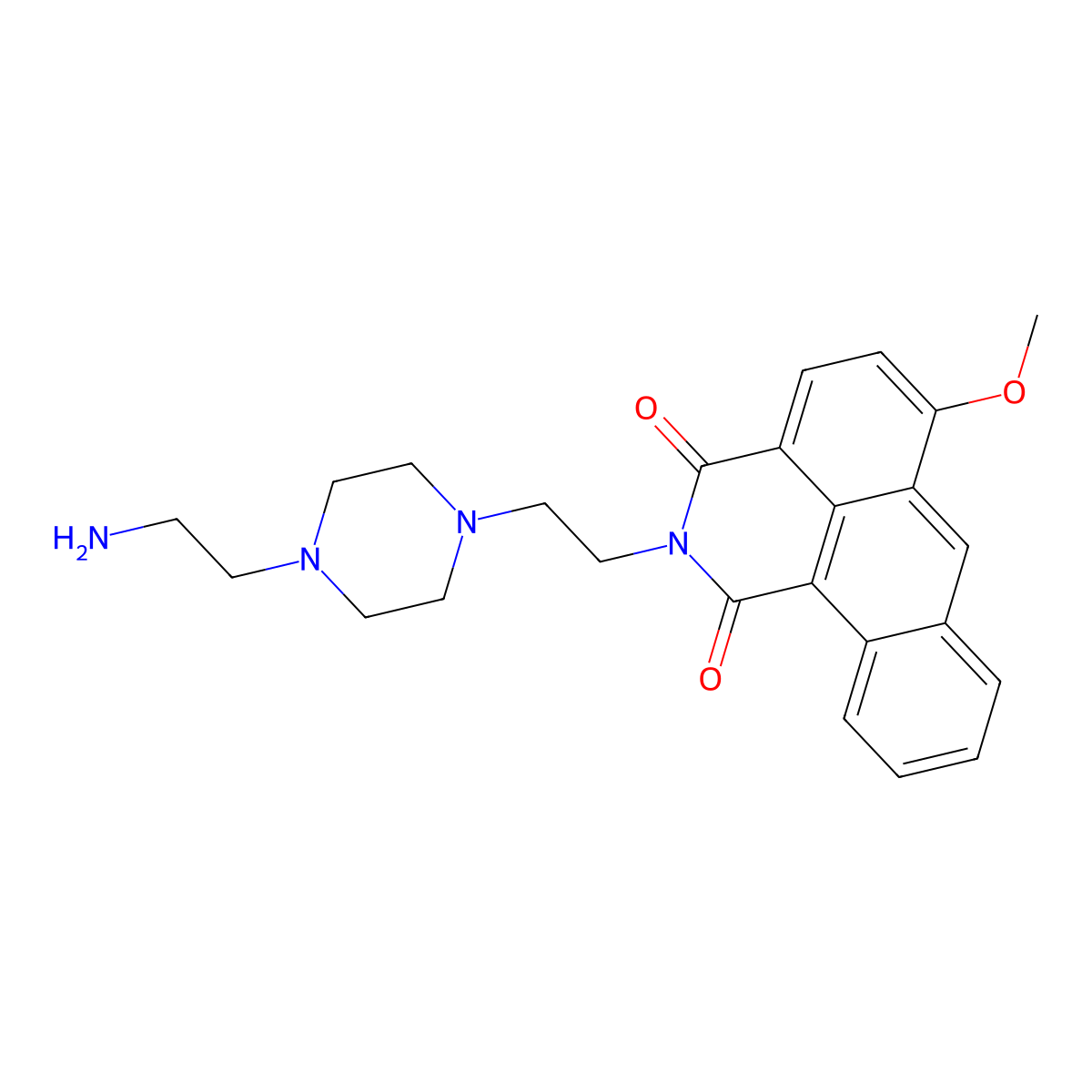 2-(2-(4-(2-Aminoethyl)piperazin-1-yl)ethyl)-6-methoxy-1H-dibenzo[de,h]isoquinoline-1,3(2H)-dione molecular structure, CAS 2993440-55-2