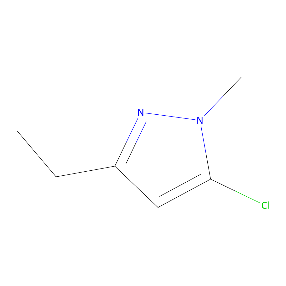 5-chloro-3-ethyl-1-methyl-1H-pyrazole molecular structure, CAS 29938-63-4