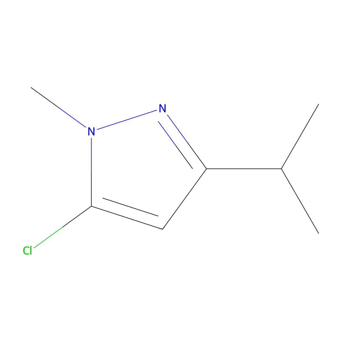 5-chloro-1-methyl-3-(propan-2-yl)-1H-pyrazole molecular structure, CAS 29938-65-6