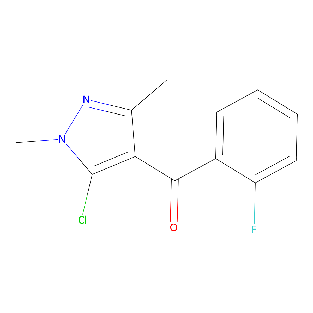 (5-Chloro-1,3-dimethyl-1H-pyrazol-4-yl)(2-fluorophenyl)methanone molecular structure, CAS 29938-71-4
