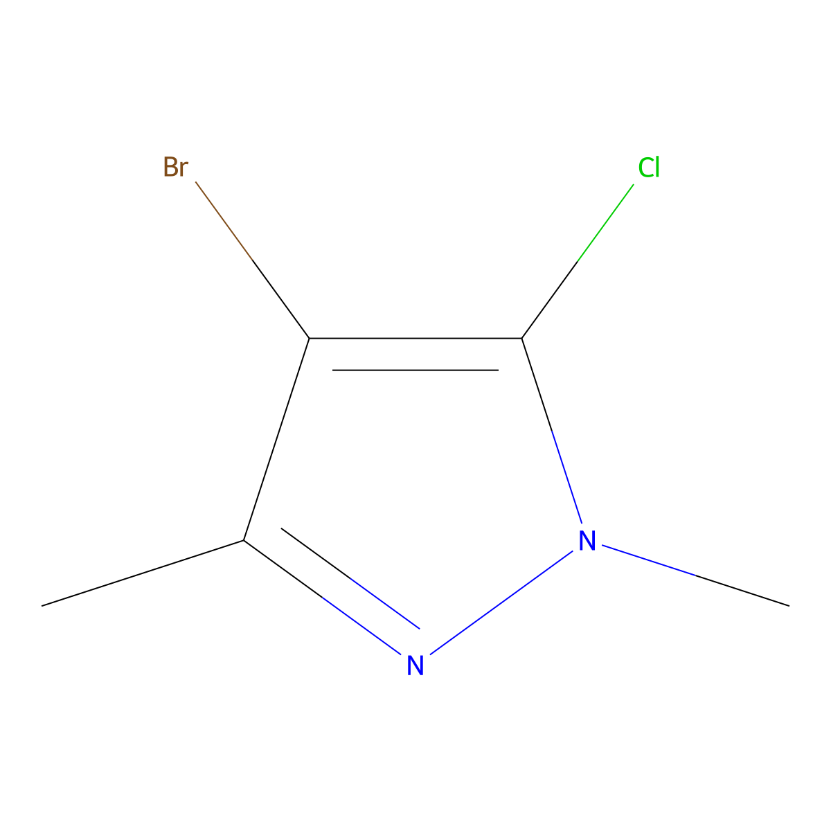4-bromo-5-chloro-1,3-dimethyl-1H-pyrazole molecular structure, CAS 29939-06-8