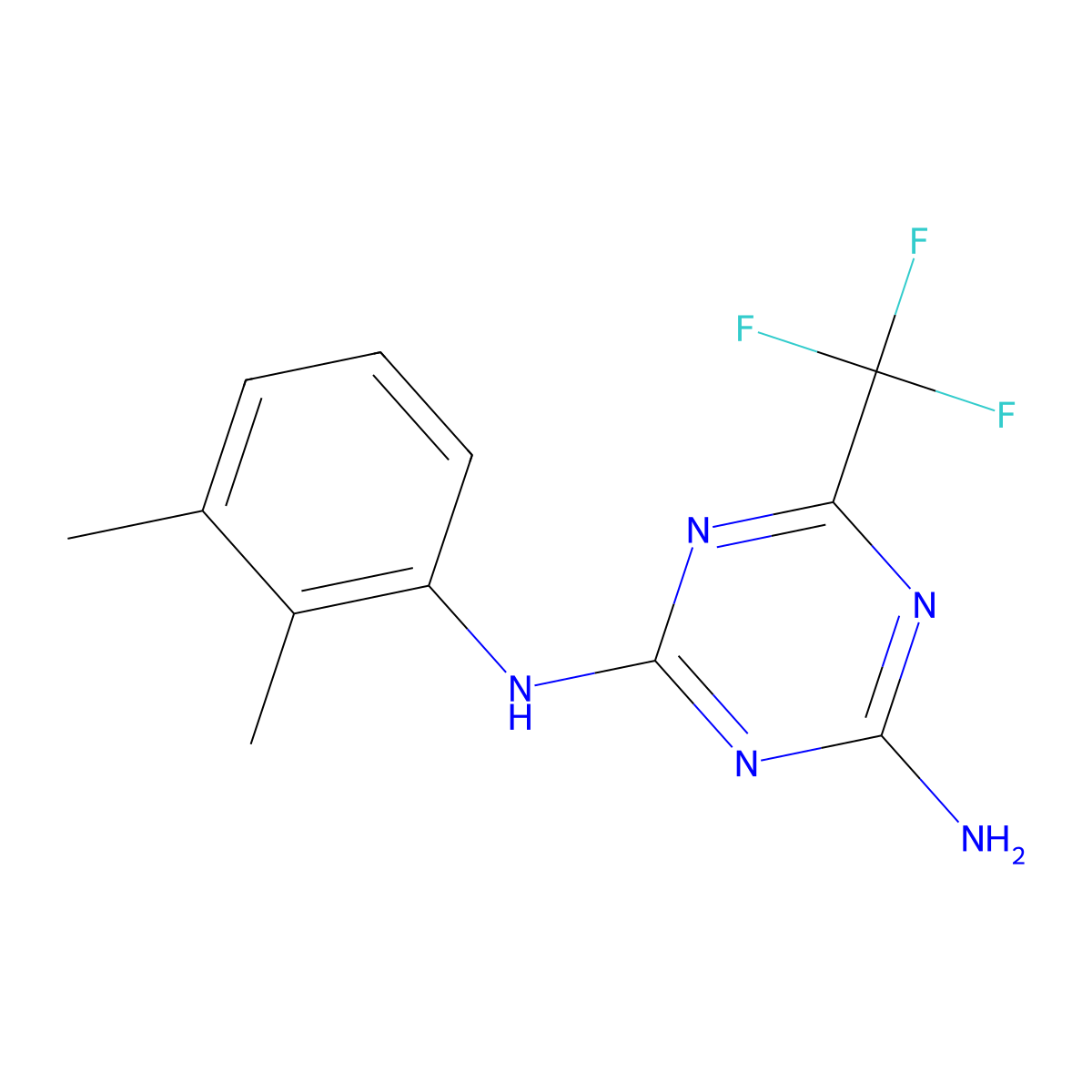 N-(2,3-dimethylphenyl)-6-(trifluoromethyl)-1,3,5-triazine-2,4-diamine molecular structure, CAS 2994-78-7