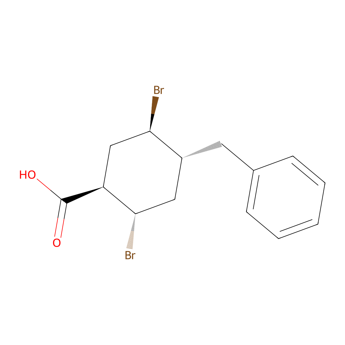 4-Benzyl-2,5-dibromocyclohexanecarboxylic acid molecular structure, CAS 299403-47-7