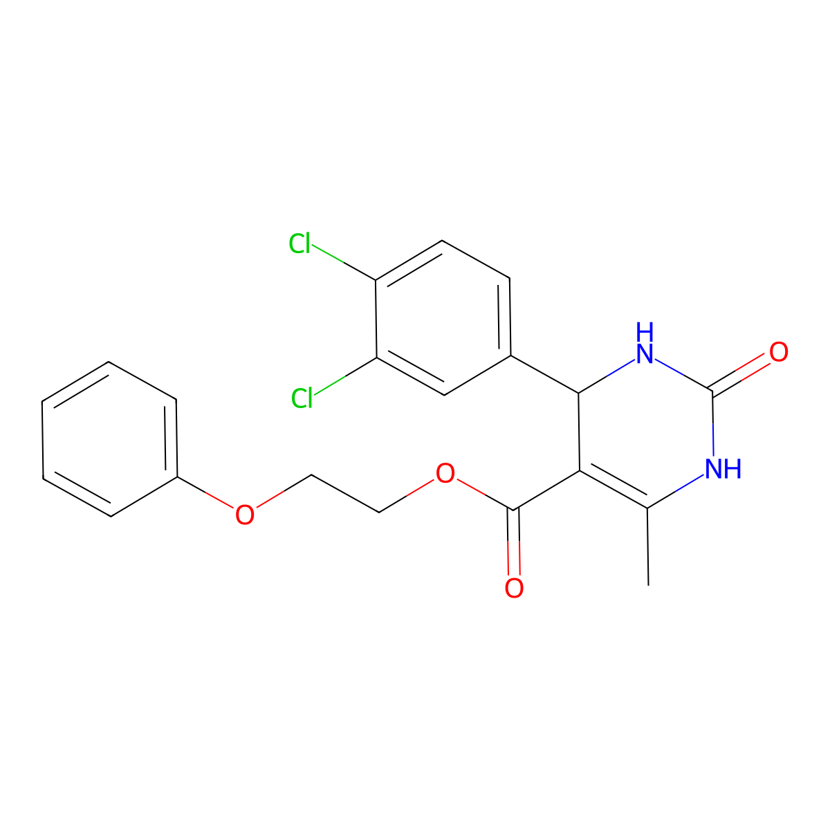 2-Phenoxyethyl 4-(3,4-dichlorophenyl)-6-methyl-2-oxo-1,2,3,4-tetrahydropyrimidine-5-carboxylate molecular structure, CAS 299404-38-9