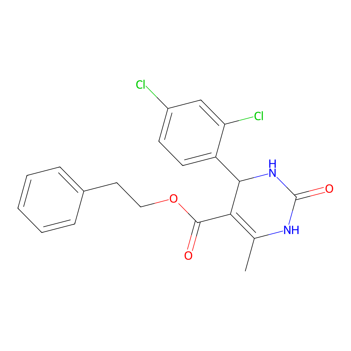 2-Phenylethyl 4-(2,4-dichlorophenyl)-6-methyl-2-oxo-1,2,3,4-tetrahydropyrimidine-5-carboxylate molecular structure, CAS 299404-57-2