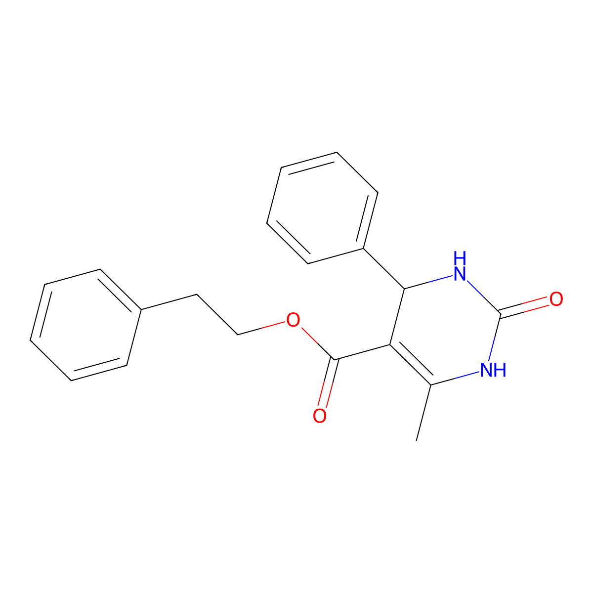2-Phenylethyl 6-methyl-2-oxo-4-phenyl-1,2,3,4-tetrahydropyrimidine-5-carboxylate molecular structure, CAS 299404-59-4