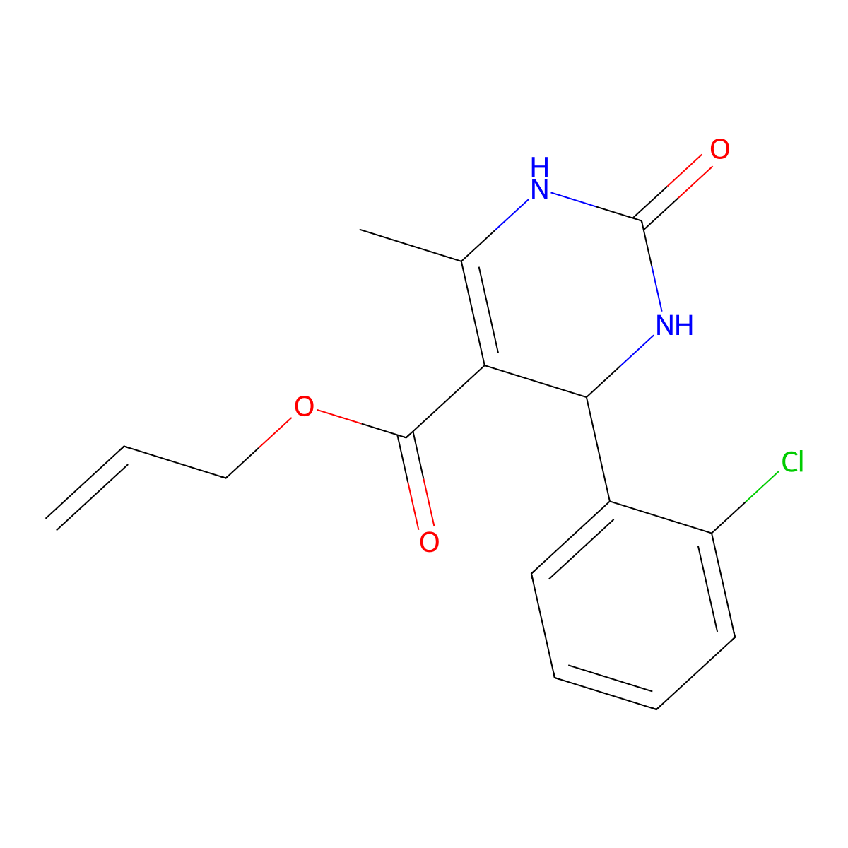 Prop-2-en-1-yl 4-(2-chlorophenyl)-6-methyl-2-oxo-1,2,3,4-tetrahydropyrimidine-5-carboxylate molecular structure, CAS 299404-62-9