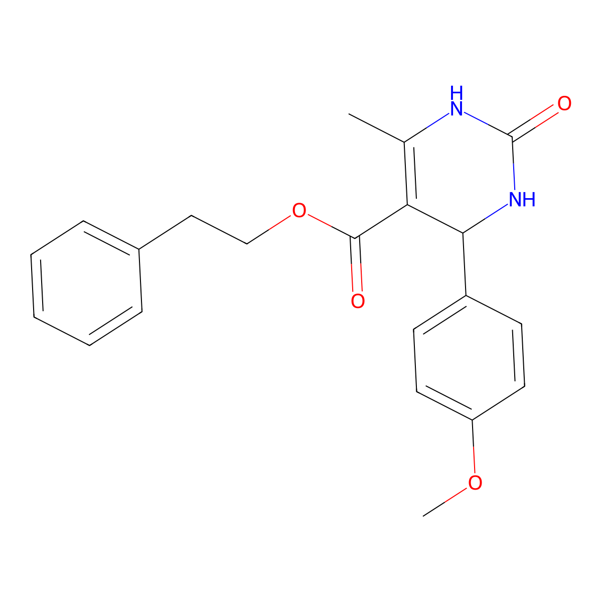 2-Phenylethyl 4-(4-methoxyphenyl)-6-methyl-2-oxo-1,2,3,4-tetrahydropyrimidine-5-carboxylate molecular structure, CAS 299404-66-3