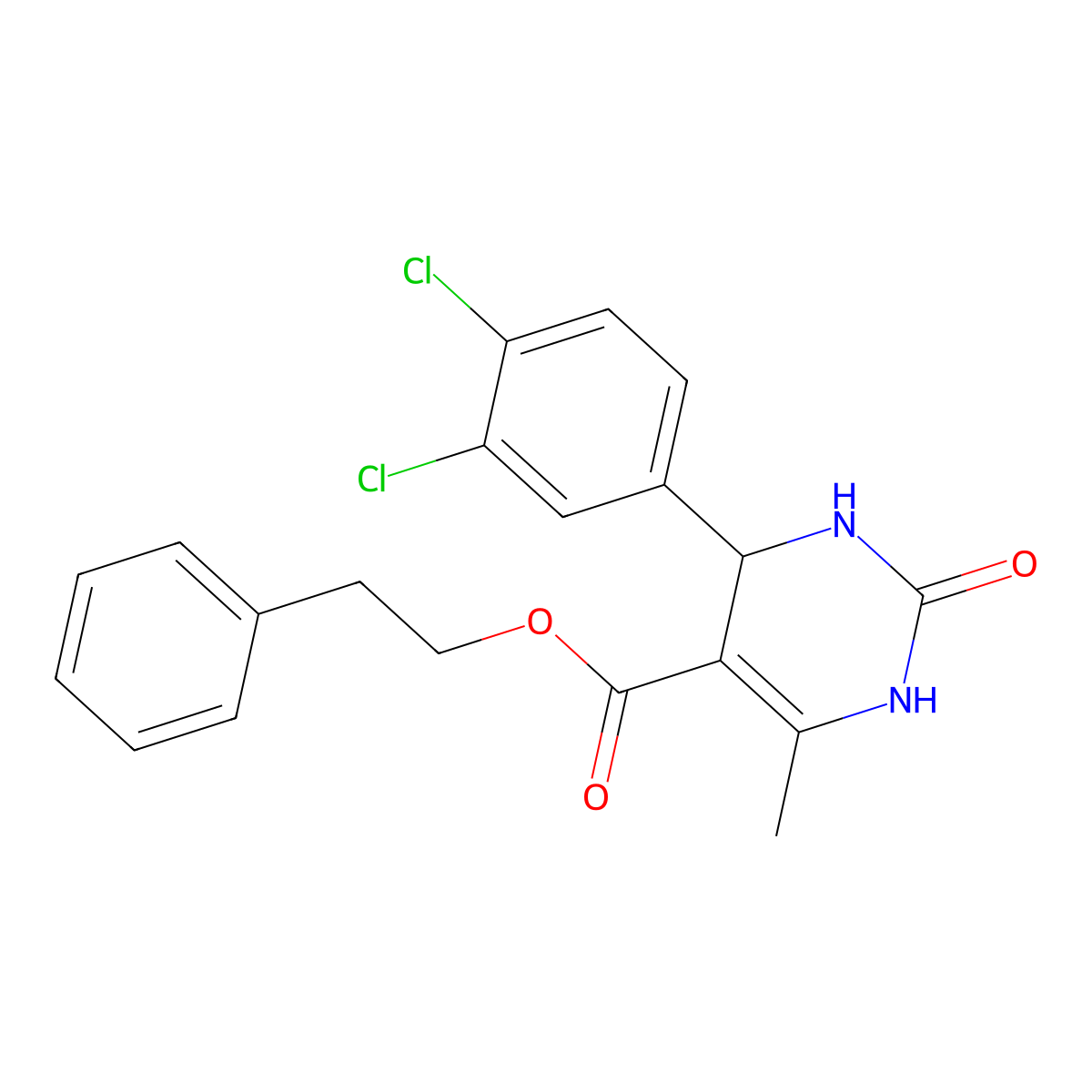 2-Phenylethyl 4-(3,4-dichlorophenyl)-6-methyl-2-oxo-1,2,3,4-tetrahydropyrimidine-5-carboxylate molecular structure, CAS 299404-69-6