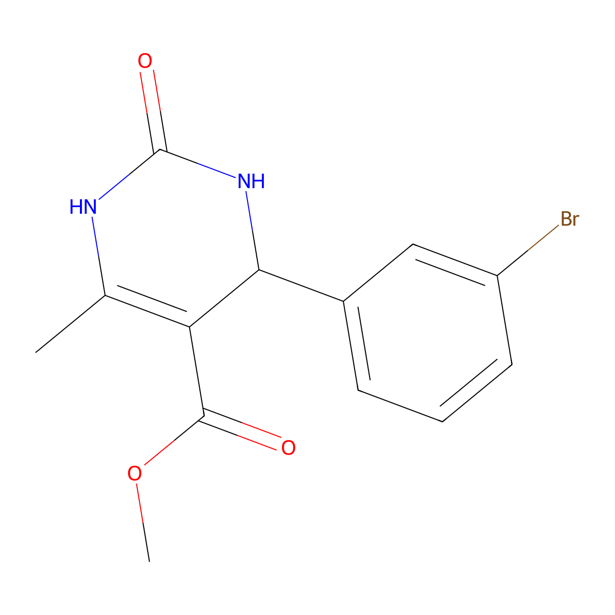 Methyl 4-(3-bromophenyl)-6-methyl-2-oxo-1,2,3,4-tetrahydropyrimidine-5-carboxylate molecular structure, CAS 299404-81-2