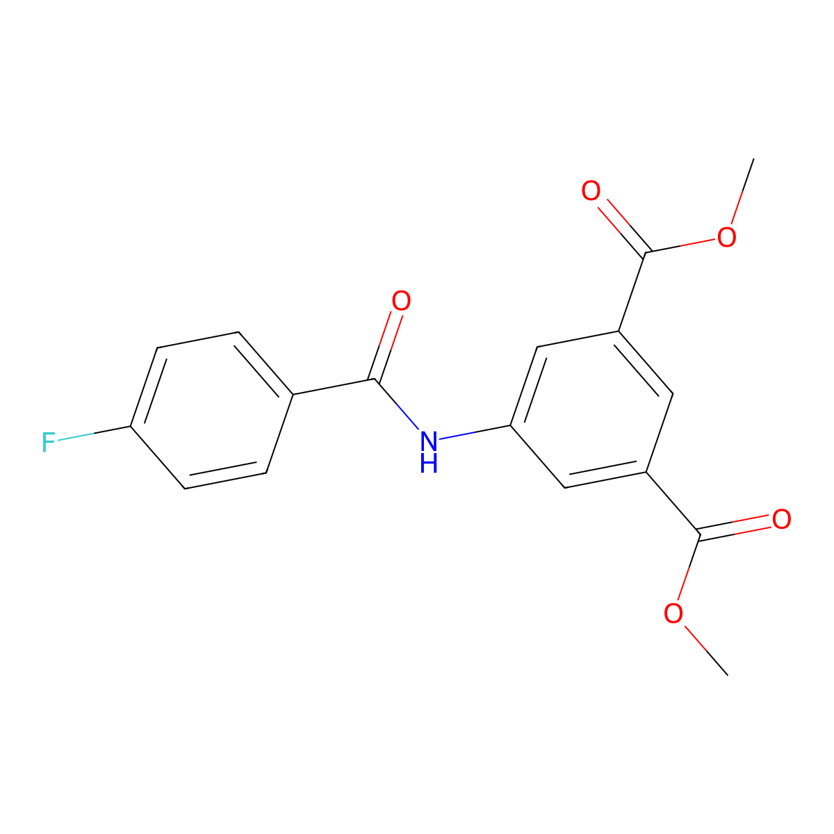 Dimethyl 5-[(4-fluorobenzoyl)amino]isophthalate molecular structure, CAS 299405-05-3