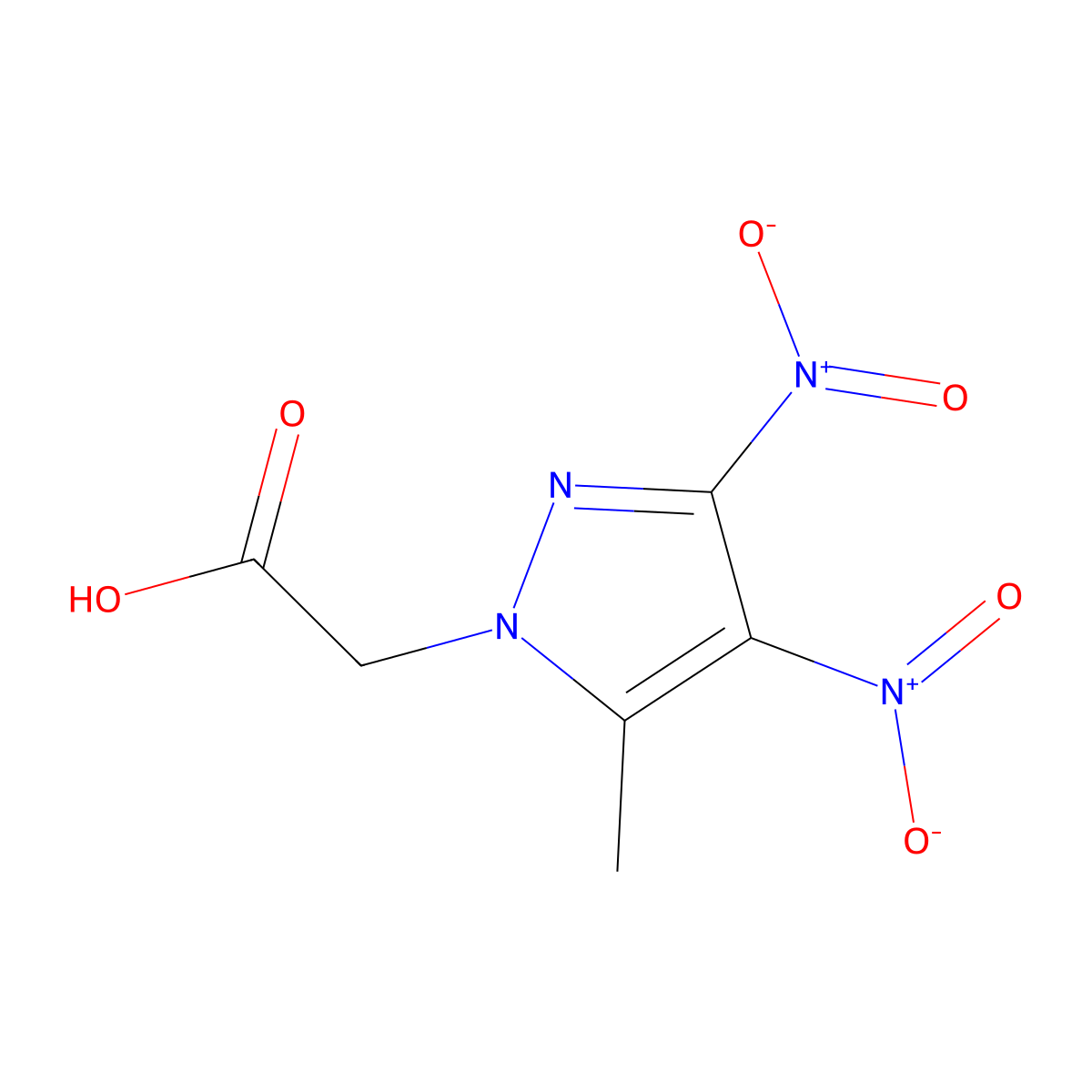 5-Methyl-3,4-dinitro-1H-pyrazole-1-acetic acid molecular structure, CAS 299405-25-7